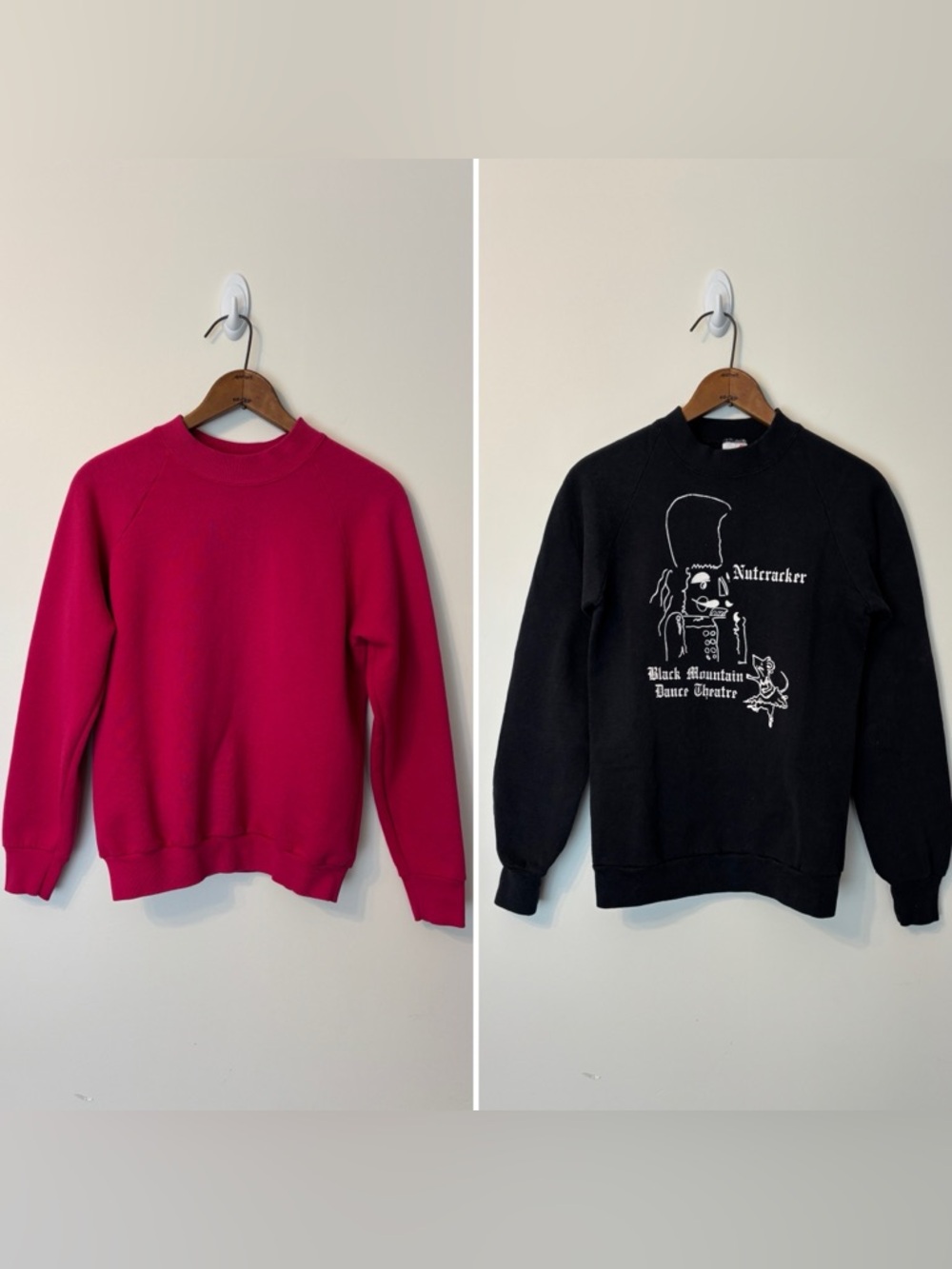 Lot of 2 Vintage Raglan Pullover Crew Neck Sweatshirts SMALL